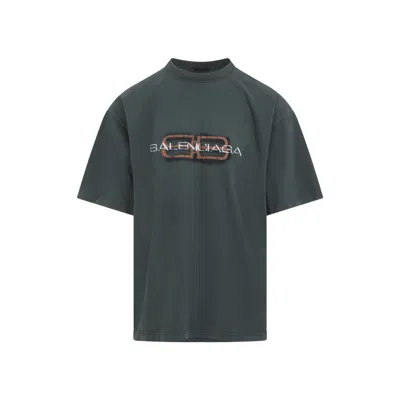 BALENCIAGA DARK GREEN LOGO T-SHIRT