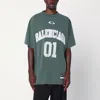 Balenciaga Dark Green/light Grey Oversized Basketball T-shirt In Green
