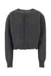 Balenciaga Short Cashmere Blend Cardigan With Frayed Edges In Gray