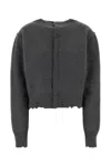 Balenciaga Short Cashmere Blend Cardigan With Frayed Edges In Gray