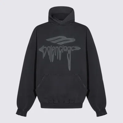 Balenciaga 3d Liquified Effect Cotton Hoodie In Black