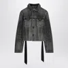 Balenciaga Dark Grey Denim Jacket With Laces