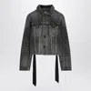 Balenciaga Dark Grey Denim Jacket With Laces In Gray