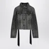 Balenciaga Dark Denim Jacket With Laces In Black