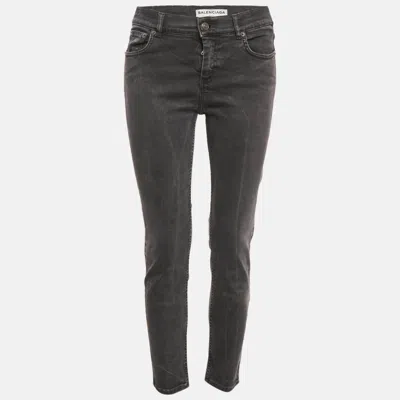 Pre-owned Balenciaga Dark Grey Denim Skinny Jeans M In Gray