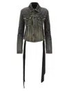 Balenciaga Dark Grey Denim Jacket With Laces In Black