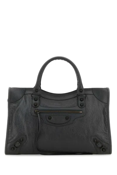 BALENCIAGA DARK GREY LEATHER MEDIUM LE CITY HANDBAG