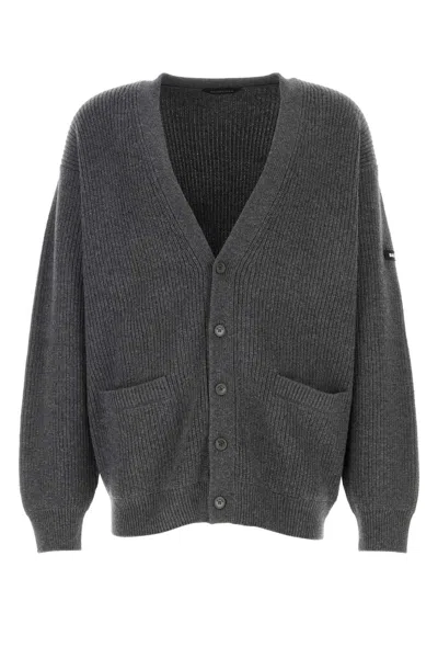 BALENCIAGA BALENCIAGA DARK GREY WOOL CARDIGAN
