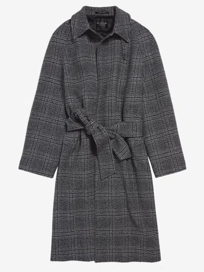Balenciaga Dark Grey Wool Raglan Coat In Black