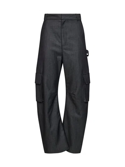 Balenciaga Dark Navy Twill Relaxed Cargo Pants In Black