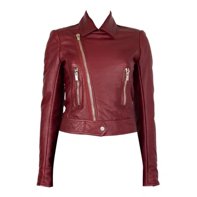 Pre-owned Balenciaga Dark Red Leather Biker Jacket 36 Xs