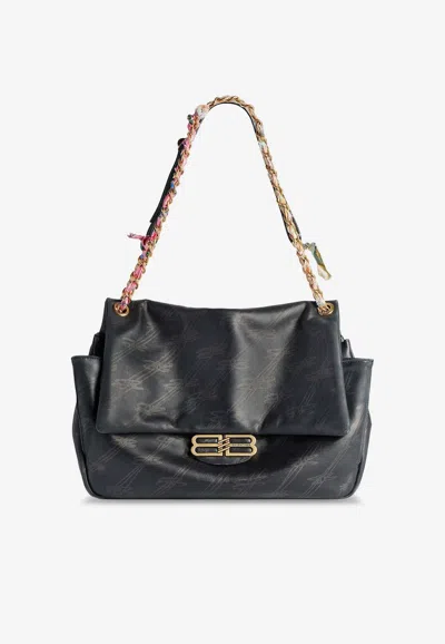Balenciaga Darling Leather Chain Shoulder Bag In Black