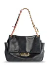 Balenciaga Women Darling Leather Shoulder Bag With Bb Logo On The Front In Black