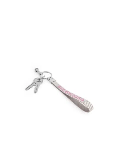 Balenciaga Dazzling Rhinestone Keychains In Gray