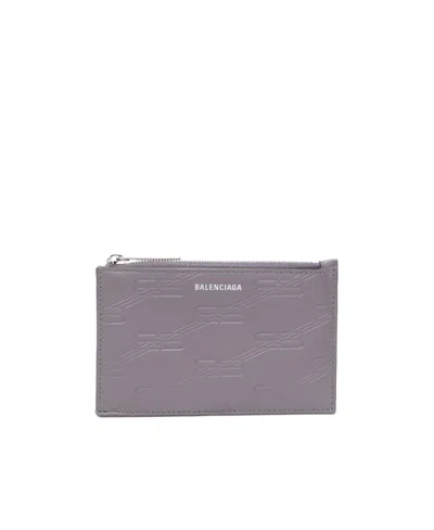 Balenciaga Debossed Bb-monogram Cardholder In Gray