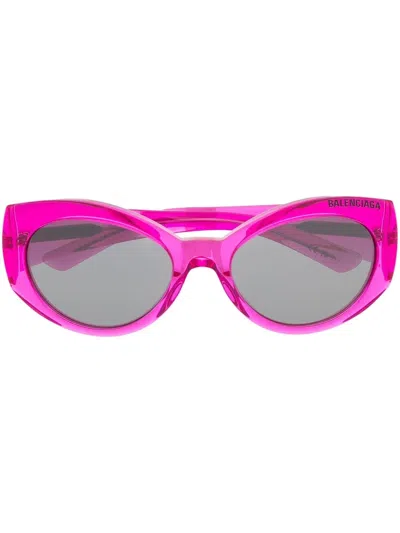 Balenciaga Debossed-logo Cat-eye Sunglasses In Rosa