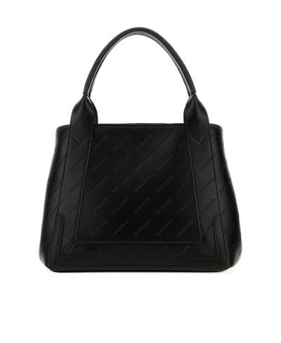 Balenciaga Women Black Leather Navy Cabas Xs Handbag