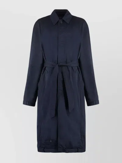 BALENCIAGA DECONSTRUCTED COTTON COAT BELTED WAIST