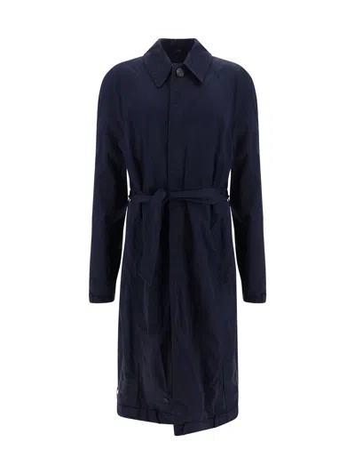 Balenciaga Cotton Car Coat In Blue