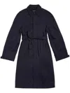 Balenciaga Belted Deconstructed Coat In Blue