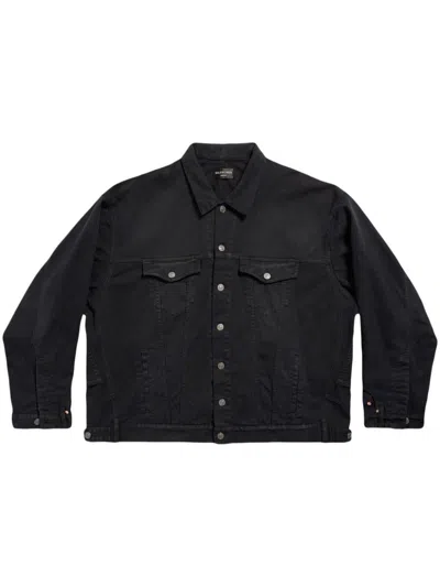 Balenciaga Deconstructed Denim Jacket In Black