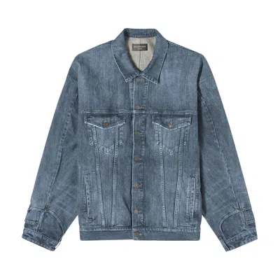 Pre-owned Balenciaga Deconstructed Denim Jacket 'dark Ring' In Blue