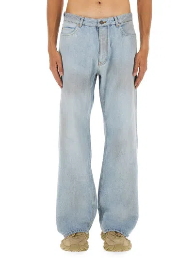 Balenciaga Ripped Destructured Jeans In Blue