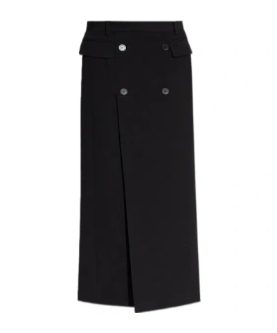 Balenciaga Button-embellished Skirt In Black