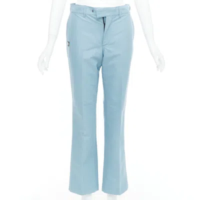 Pre-owned Balenciaga Demna 2017 Light Blue Bb Rubber Logo Tapered Trousers Fr34 Xs
