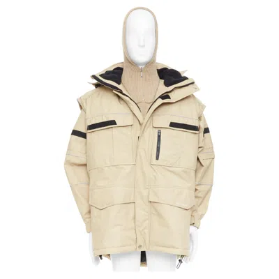 Pre-owned Balenciaga Demna 2018 Runway Twinset Oversized Convertible Parka Coat Fr46 Xs In Sand