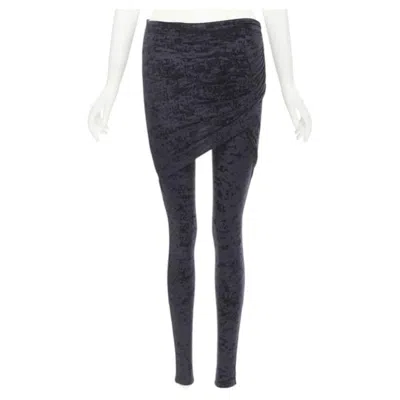 Pre-owned Balenciaga Demna 2019 Black Crushed Velvet Draped Front Legging Fr34 Xs
