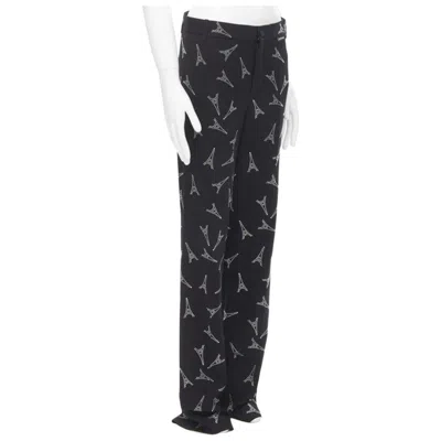 Pre-owned Balenciaga Demna 2019 Runway Eiffel Tower Crystal Trousers Pants It48 M In Black