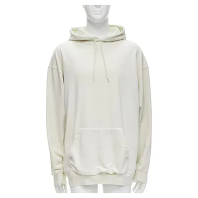 Pre-owned Balenciaga Demna 2021 Ecru Cotton Logo Embroidery Oversized Hoodie Sweatshirt L In Brown
