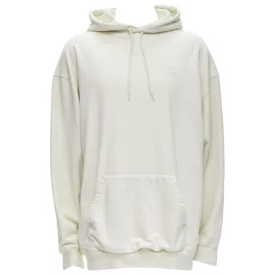 Pre-owned Balenciaga Demna 2021 Ecru Cotton Logo Embroidery Oversized Hoodie Sweatshirt L In Brown