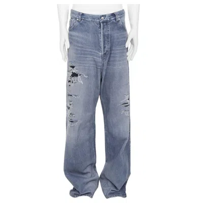 Pre-owned Balenciaga Demna 2023 Blue Tromp Loeil Jean Printed Wide Leg Sweatpants S