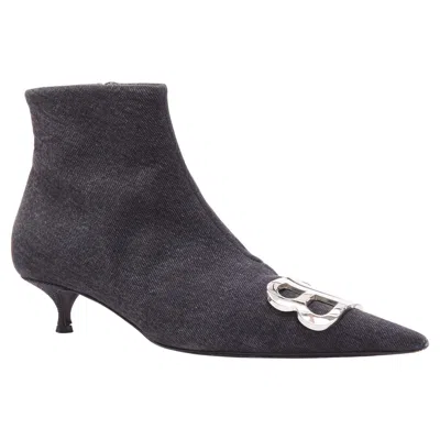 Pre-owned Balenciaga Demna Bb Knife Grey Denim Booties Eu38.5 In Gray