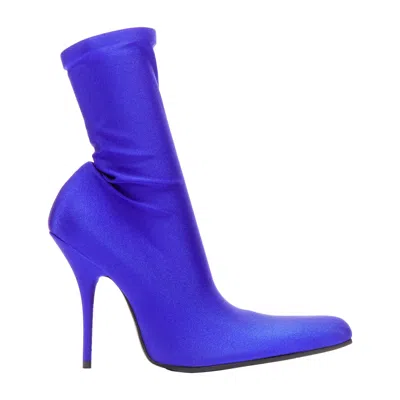 Pre-owned Balenciaga Demna Blue Lycra High Heeled Sock Boots Eu38 Kim Kardashian