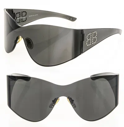 Pre-owned Balenciaga Demna Kim 0122 Black Studded Mask Futuristic Sunglasses Bb0122s 004
