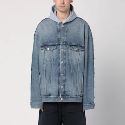 BALENCIAGA BALENCIAGA DENIM AND FLEECE COTTON JACKET WITH LOGO