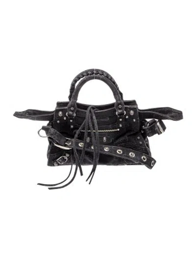Pre-owned Balenciaga Denim Belt Bag Xs In Black