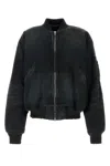Balenciaga Denim Bomber Jacket In Black