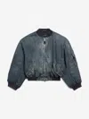 Balenciaga Denim Bomber Jacket In Blue