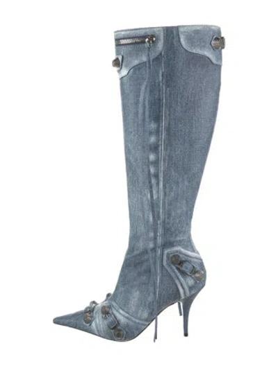 Pre-owned Balenciaga Denim Boots W/ Tags In Blue