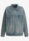 Balenciaga Collared Regular Jacket Long Sleeves Pockets In Blue