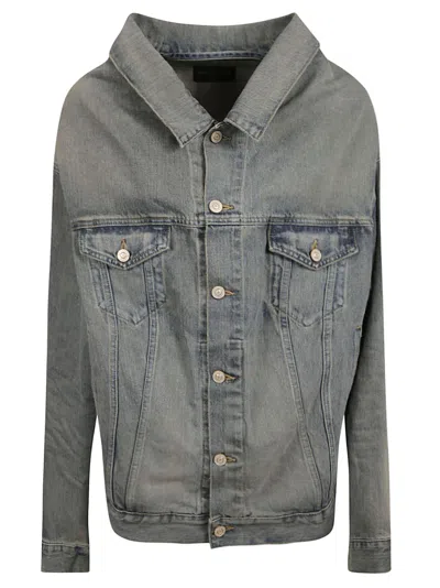 Balenciaga Denim Buttoned Jacket In Outback Blue