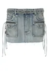 Balenciaga Studded Denim Cagole Mini Skirt In Dirtyblue
