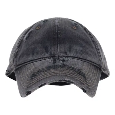 Balenciaga Denim Cap 'charcoal' In Gray