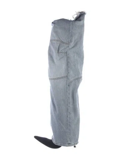 Pre-owned Balenciaga Denim Colorblock Pattern Boots In Blue