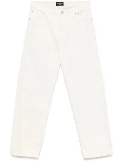Balenciaga Wide Camel White Jean Pants In Multi