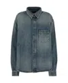 Balenciaga Blue Oversized Shirt With Chest Pocket And Washed Effect In Cotton Woman